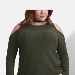 Torrid Off-Shoulder Olive Sweater